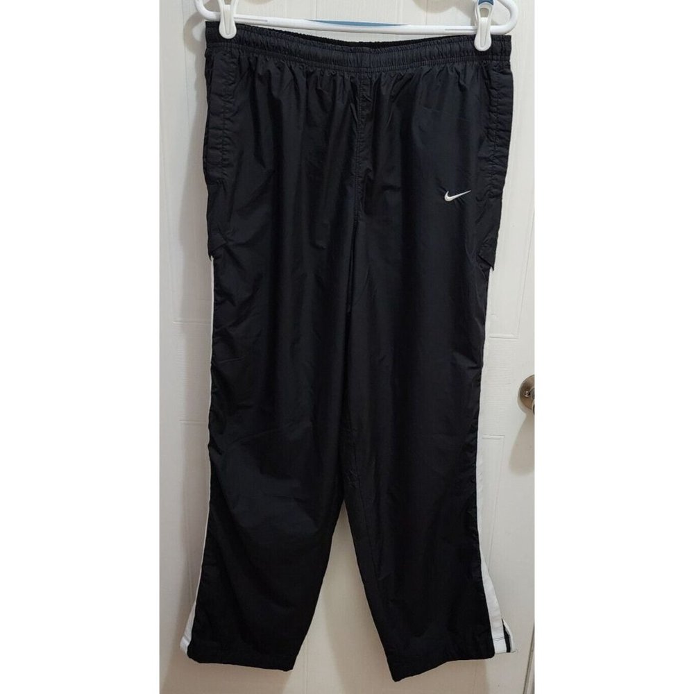 Nike Blue White Mesh Lined Zip Ankle Pocket Windbreaker Track Pants Size L
